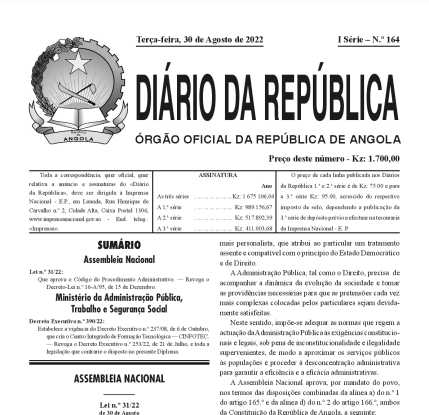 Código do procedimento administrativo Angolano